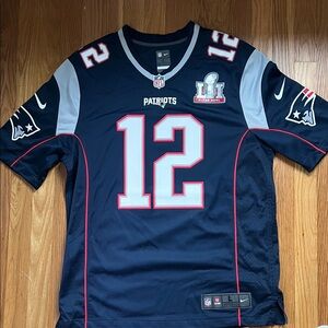 Nike Navy and White Football Jersey with Red Accents